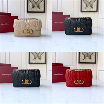 salvatore ferragamo quilted gancini leather chain shoulder bag #21h168